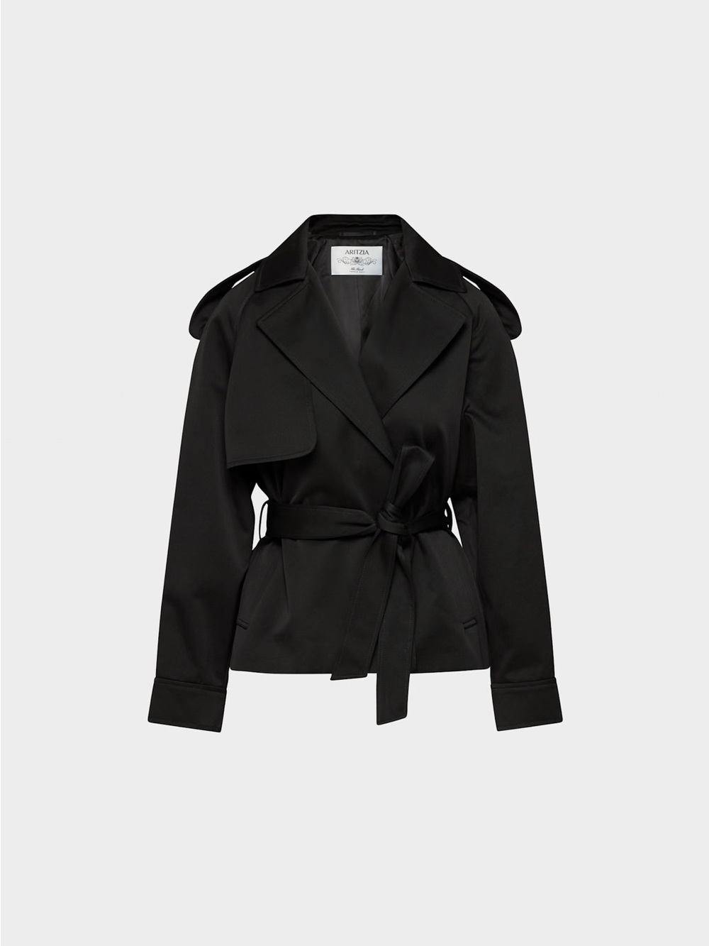 Brand New w tags Aritzia The Davis Trench in Noir open coat with trench belt